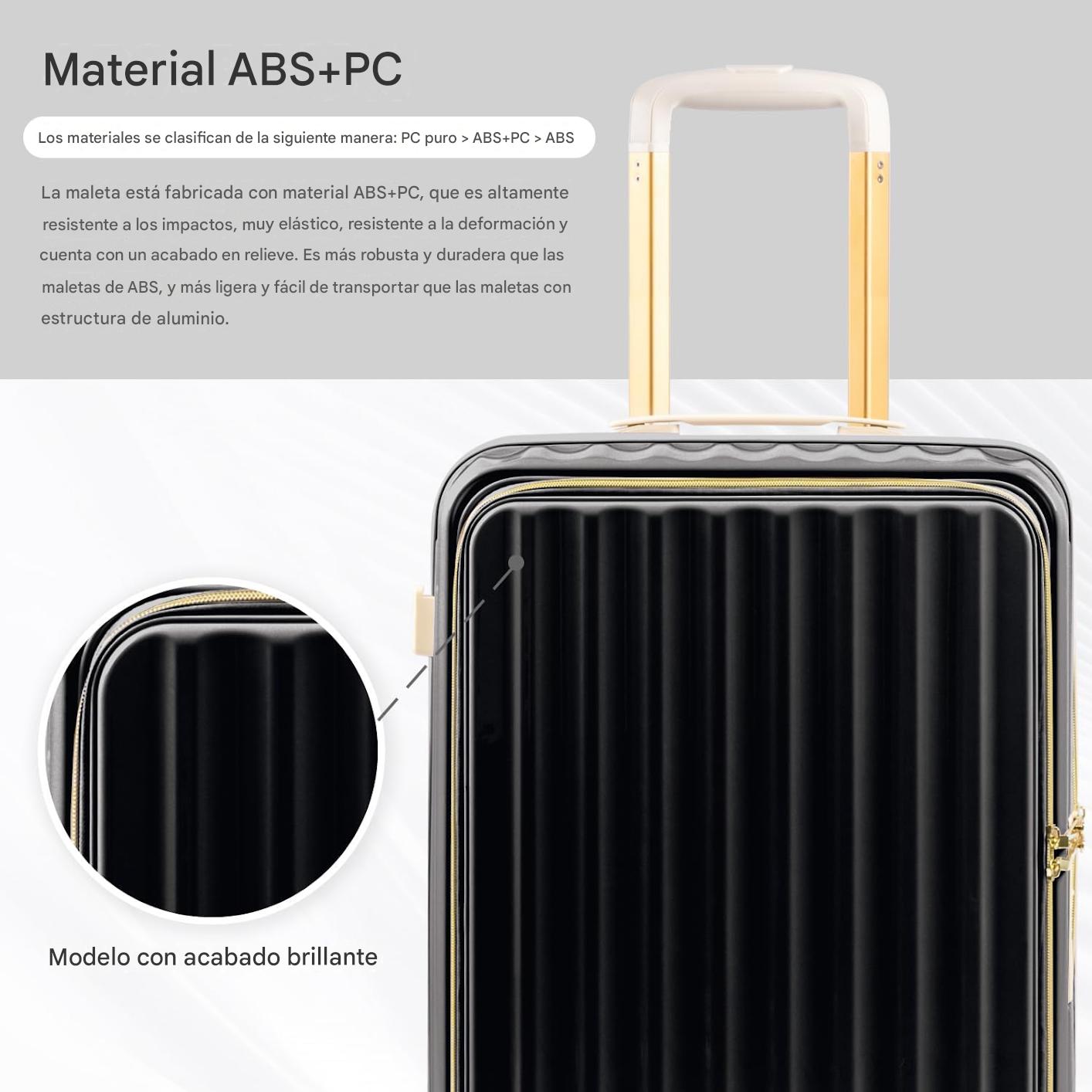MALETA DE VIAJE CARRY-ON DE MANO CABINERA COMPARTIMIENTO LAPTOP USB APERTURA FRONTAL - NEGRO - 7