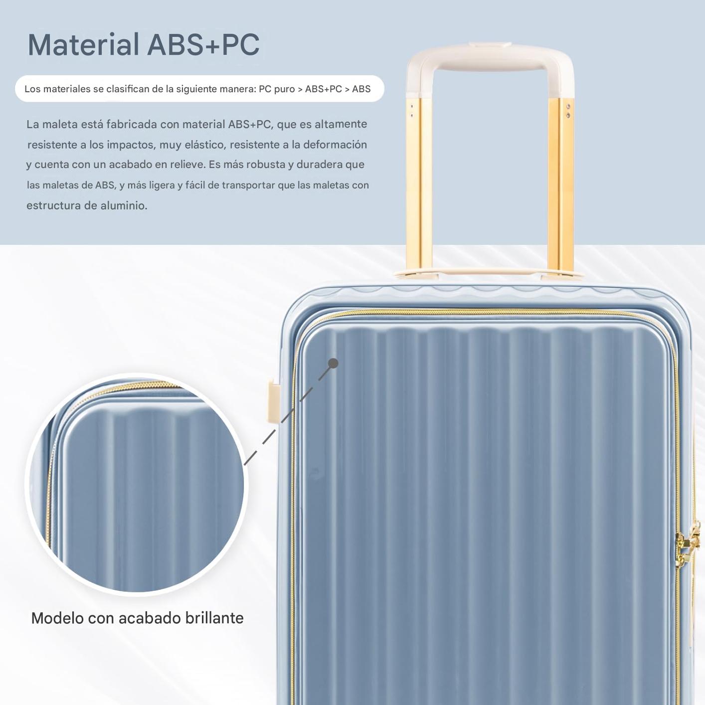 MALETA DE VIAJE CARRY-ON DE MANO CABINERA COMPARTIMIENTO LAPTOP USB APERTURA FRONTAL - CELESTE - 5