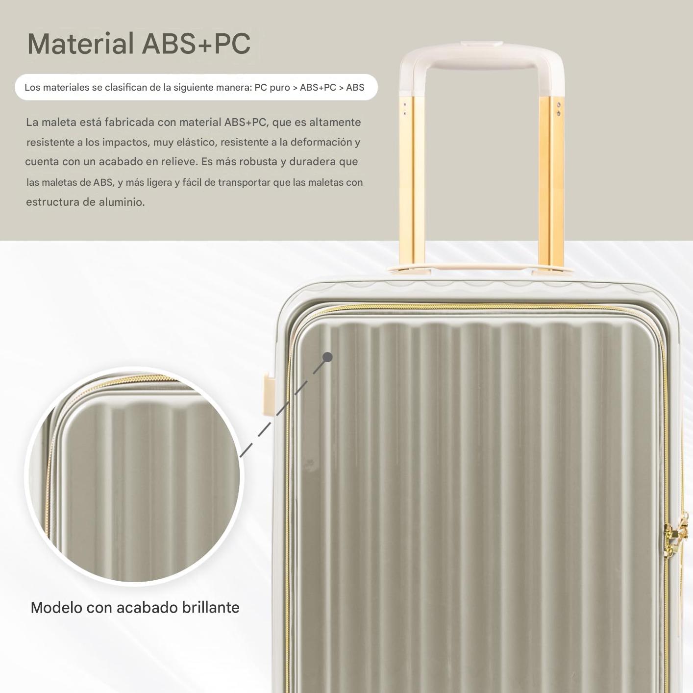 MALETA DE VIAJE CARRY-ON DE MANO CABINERA COMPARTIMIENTO LAPTOP USB APERTURA FRONTAL - MARFIL - 7