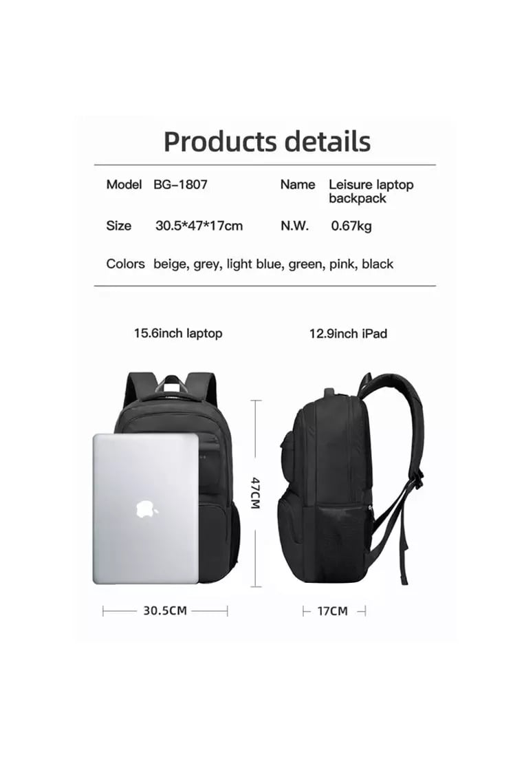 MOCHILA URBANA VIAJERA CABINERA COMPARTIMIENTO LAPTOP NEGRO - 2