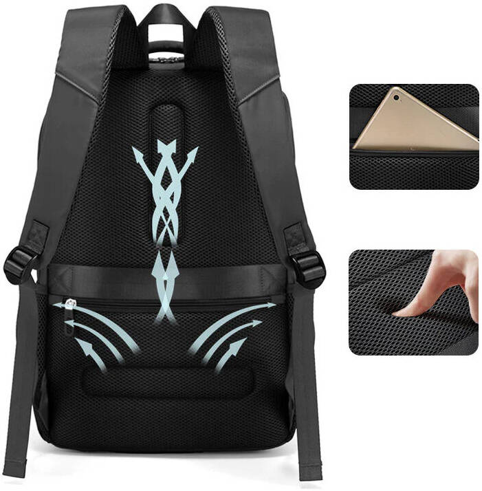 MOCHILA URBANA VIAJERA CABINERA COMPARTIMIENTO LAPTOP NEGRO - 6
