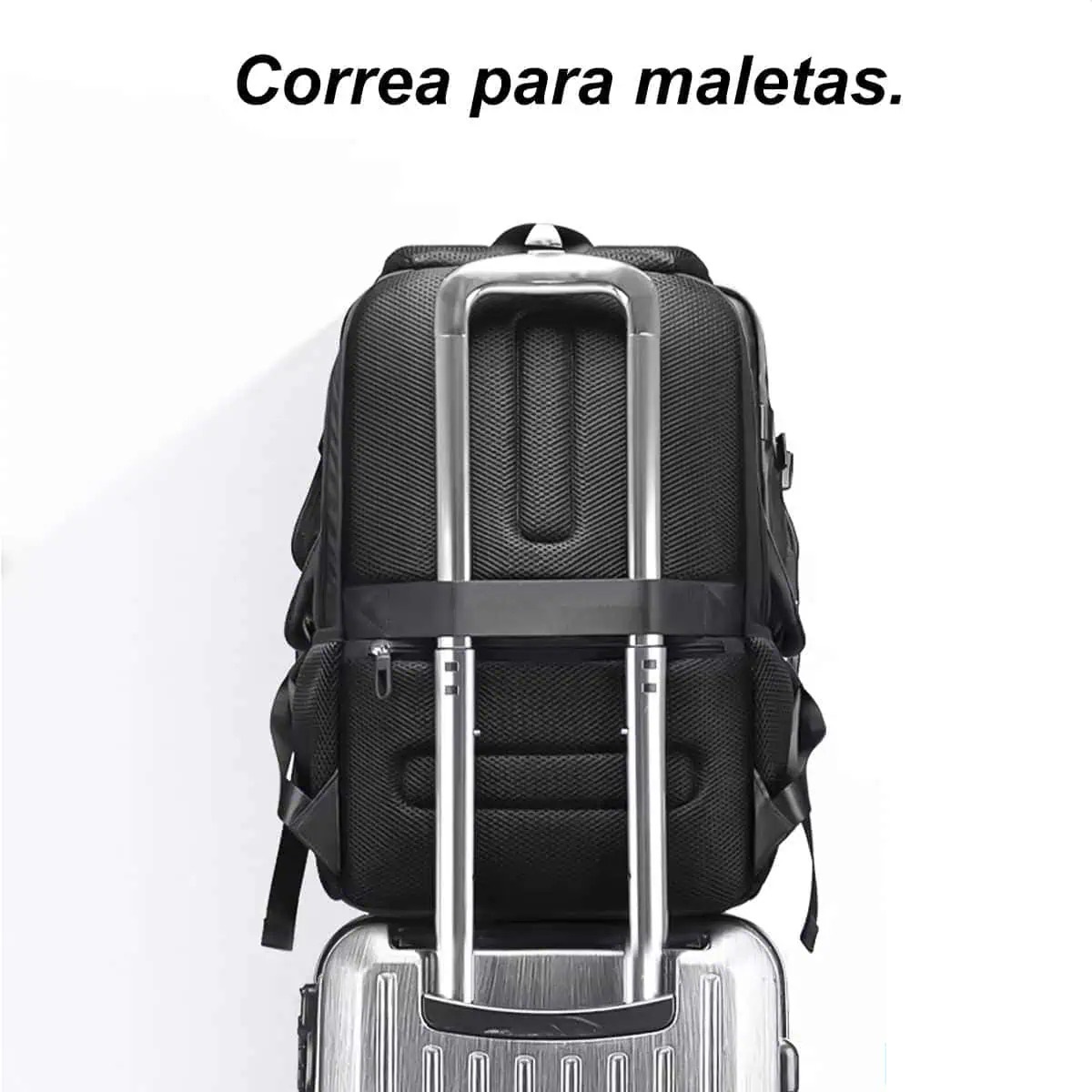 MOCHILA URBANA VIAJERA CABINERA COMPARTIMIENTO LAPTOP NEGRO - 9