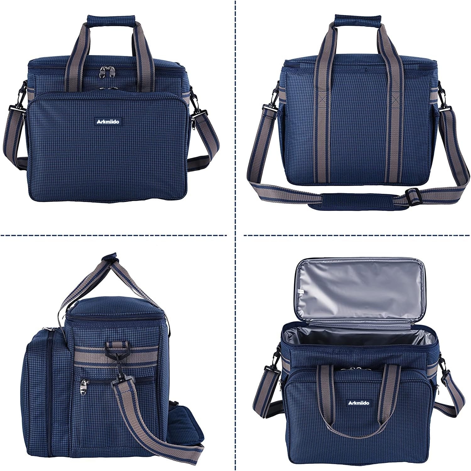 MOCHILA PARA PICNIC TERMICA PARA 4 PERSONAS CON PLATOS, CUBIERTOS, COPAS Y MANTA - 2