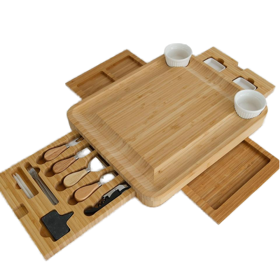 TABLA PARA QUESOS EXTENDIBLE DE BAMBÚ CON CUCHILLOS DE ACERO CON MANGO DE MADERA - 3