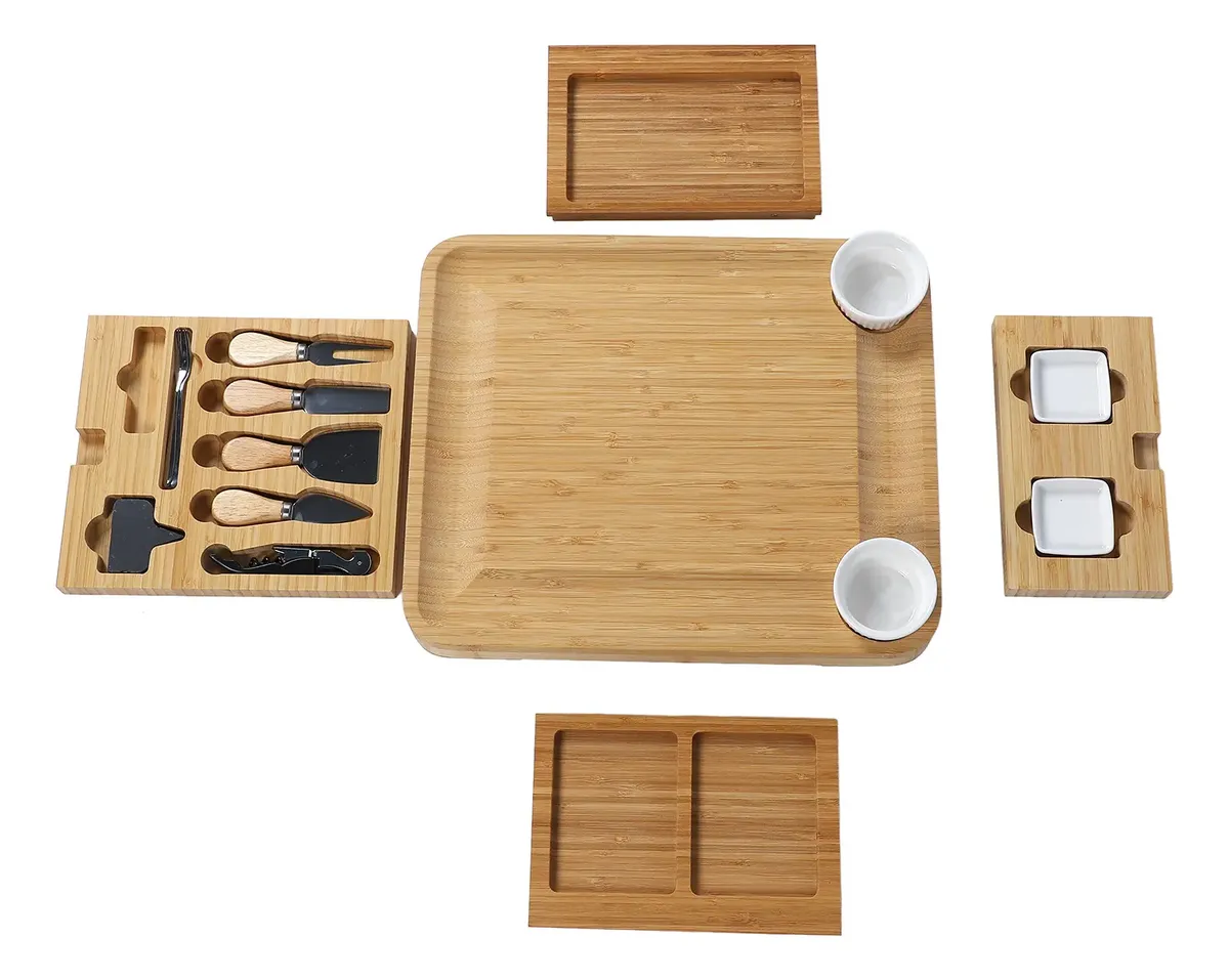 TABLA PARA QUESOS EXTENDIBLE DE BAMBÚ CON CUCHILLOS DE ACERO CON MANGO DE MADERA - 5