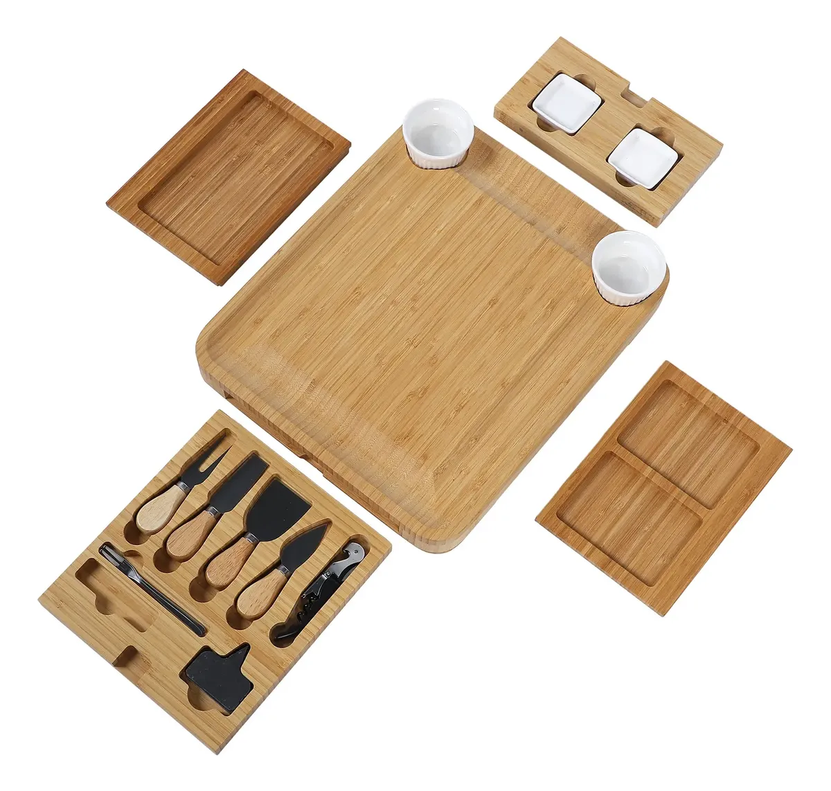 TABLA PARA QUESOS EXTENDIBLE DE BAMBÚ CON CUCHILLOS DE ACERO CON MANGO DE MADERA - 6