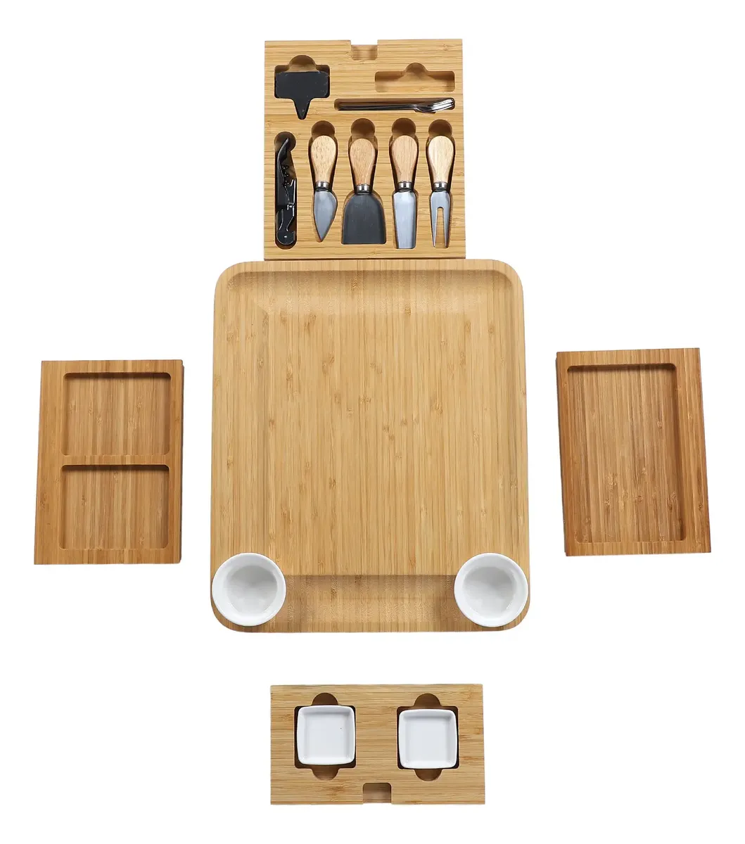 TABLA PARA QUESOS EXTENDIBLE DE BAMBÚ CON CUCHILLOS DE ACERO CON MANGO DE MADERA - 7