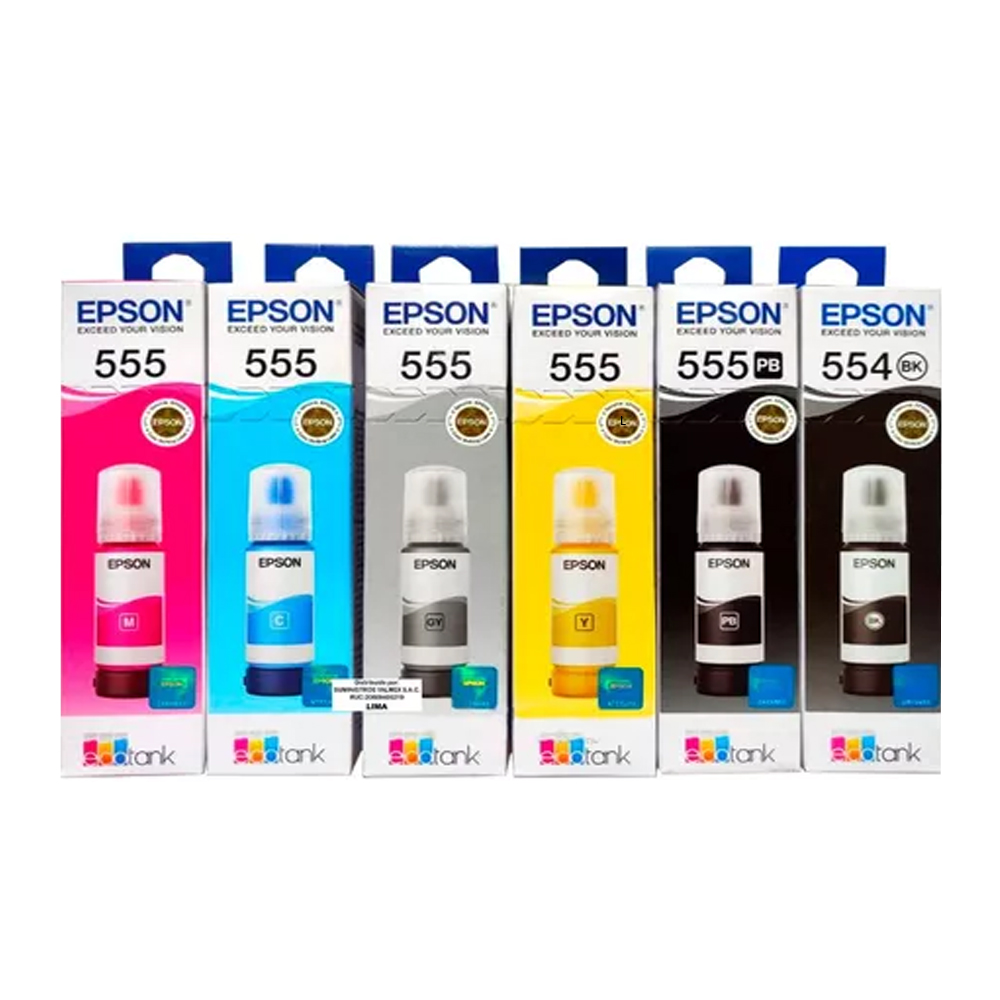 KIT DE TINTAS EPSON T554 Y T555 L8160, L8180 70ML - 1