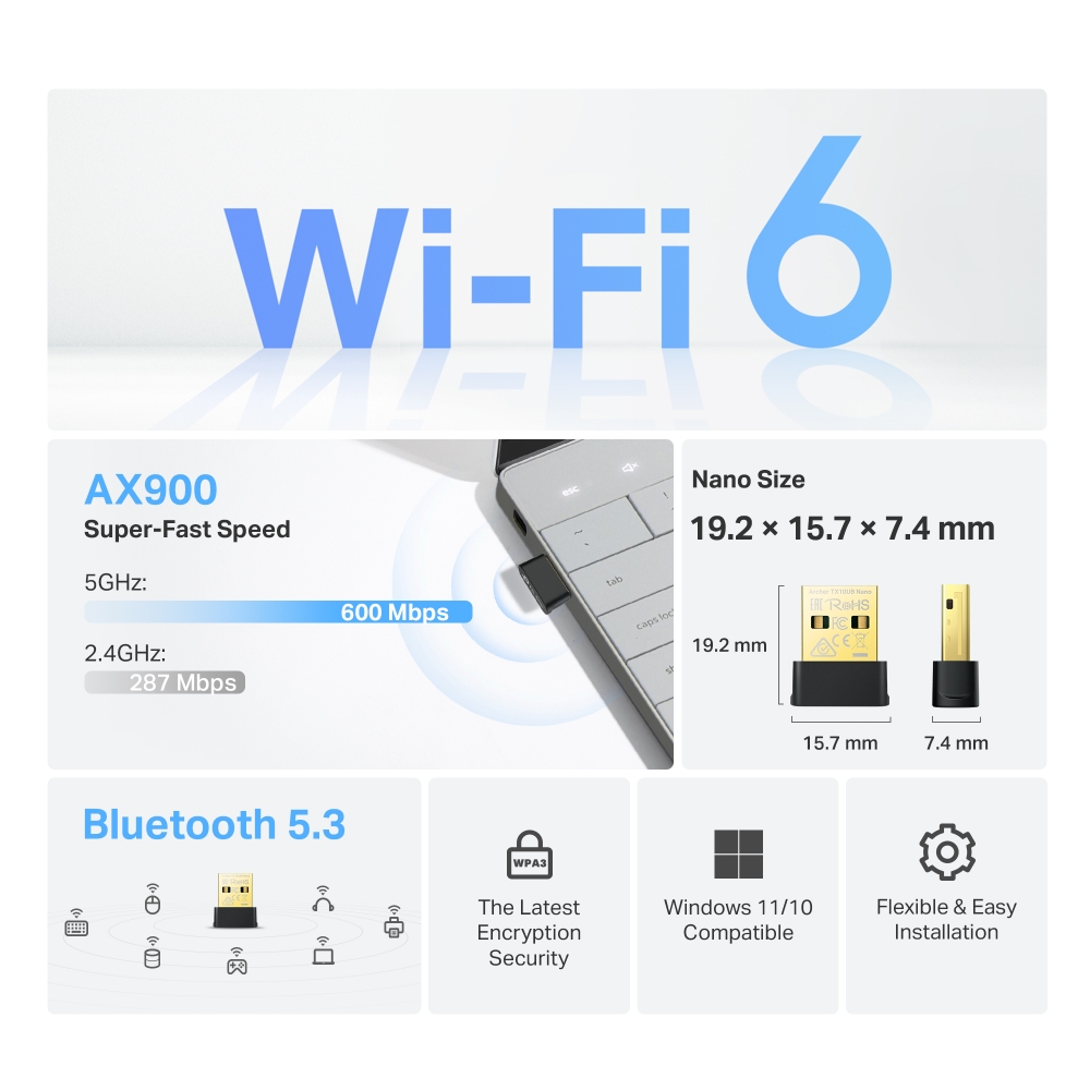 ADAPTADOR TP-LINK TX10UB NANO WIFI 6 AX900 - 4