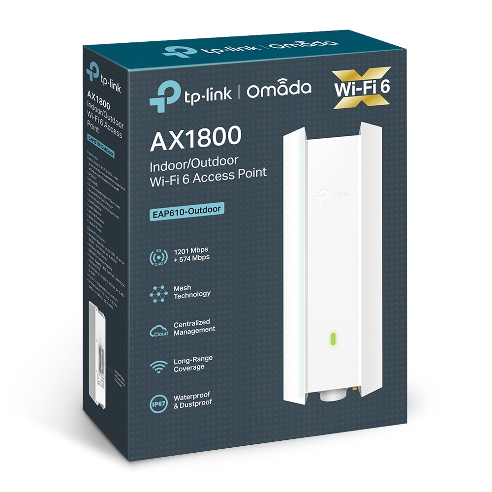 ACCESS POINT TP-LINK OMADA EAP610-OUTDOOR AX1800 WIFI 6 GIGABIT POE+ - 1