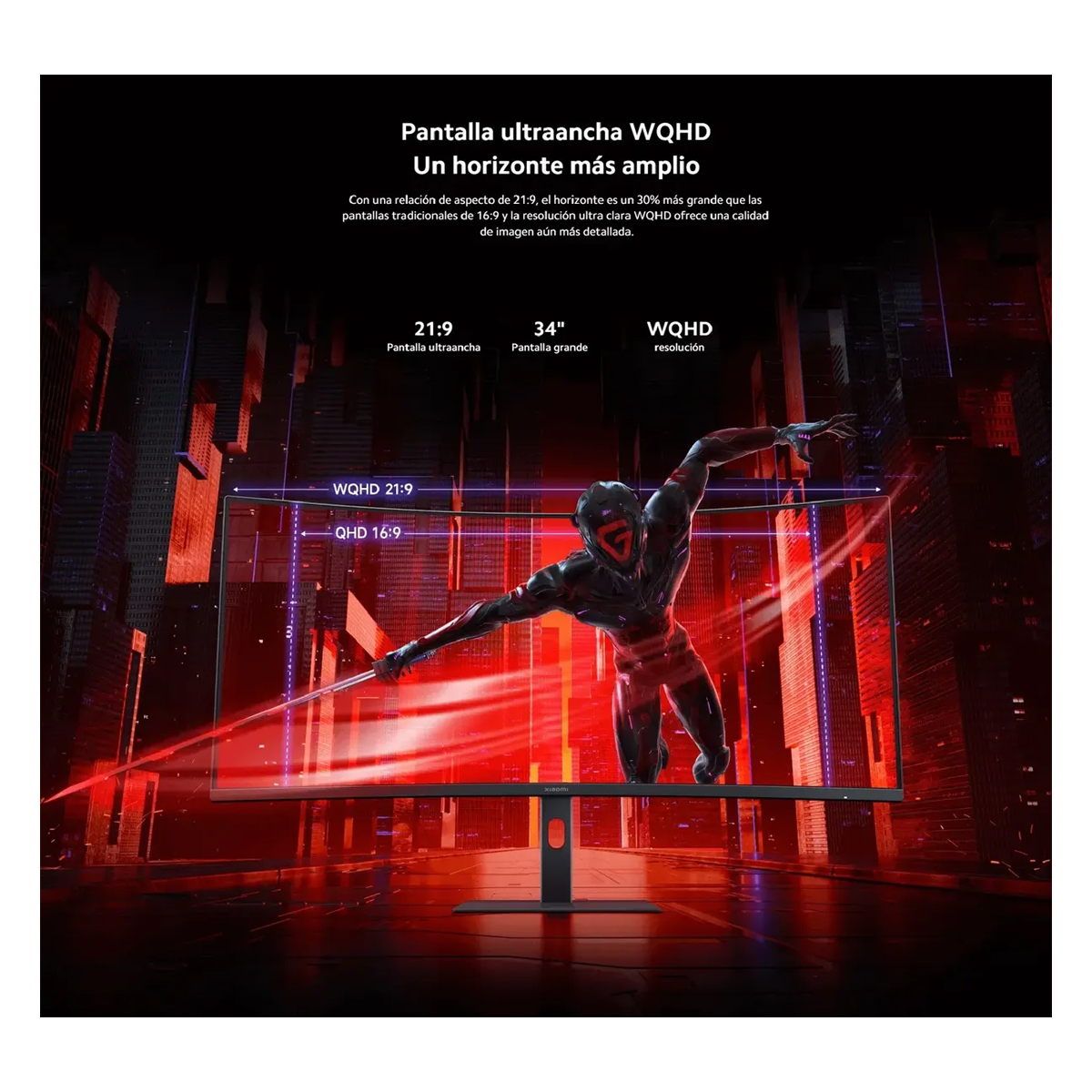 MONITOR XIAOMI G34WQI 34 PULGADAS CURVO WQHD 180HZ 1MS NEGRO - 5