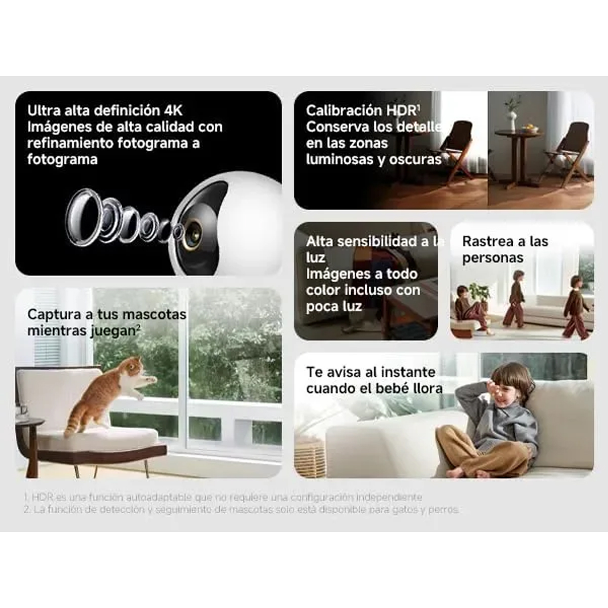 CÁMARA DE SEGURIDAD XIAOMI SMART CAMERA C701 EU IP WIFI INTERIOR 4K ULTRA HD AUDIO BIDIRECCIONAL BLANCO - 3