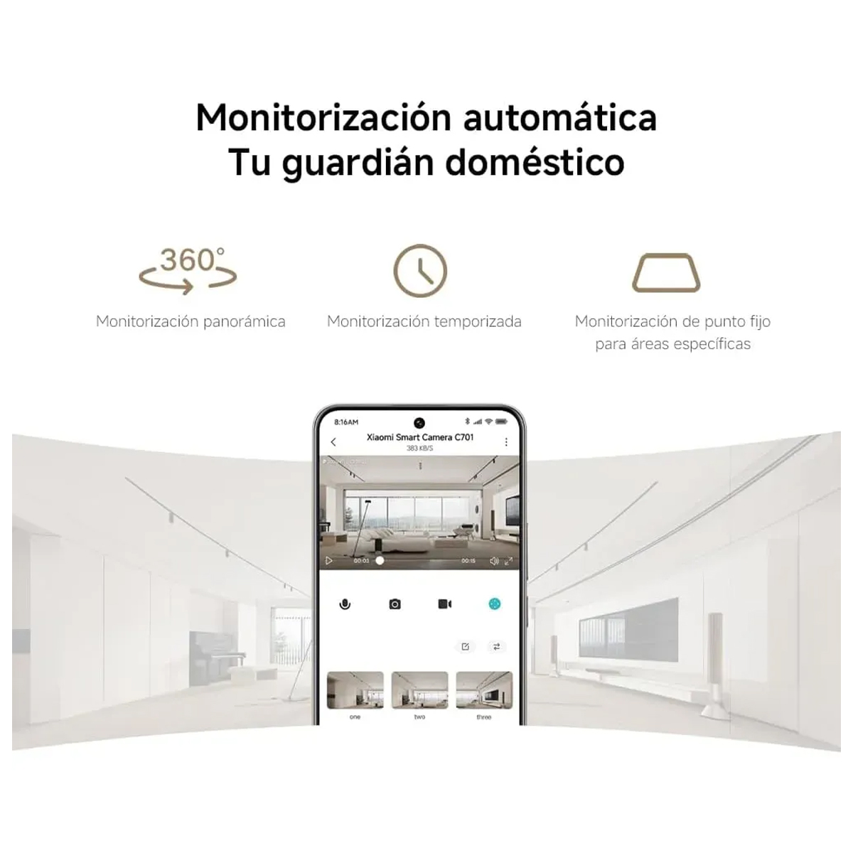 CÁMARA DE SEGURIDAD XIAOMI SMART CAMERA C701 EU IP WIFI INTERIOR 4K ULTRA HD AUDIO BIDIRECCIONAL BLANCO - 6
