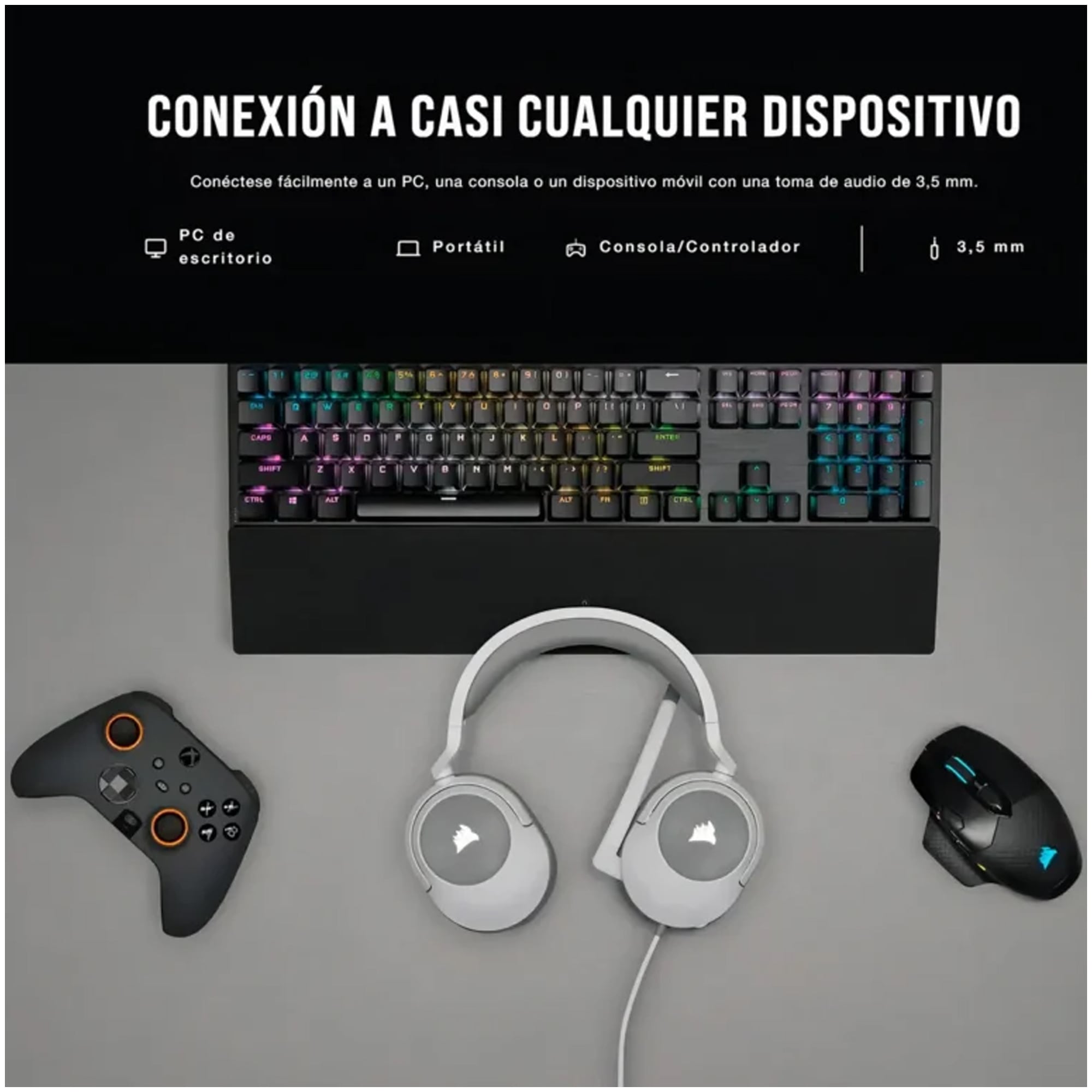 AURICULARES CORSAIR HS55 STEREO BLANCO - 3