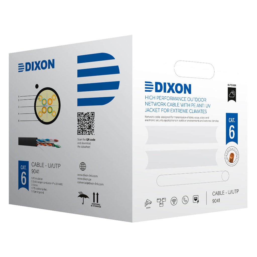CABLE UTP DIXON 9041 CAT6 23AWG NEGRO EXTERIOR UV 305M - 1