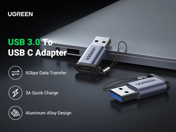 ADAPTADOR UGREEN USB 3.0 MACHO A USB 3.1 TIPO C HEMBRA METAL - 1