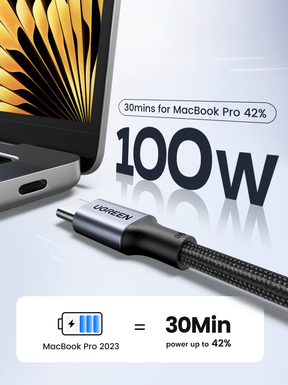 CABLE UGREEN L509 35512 USB-C A USB-C PD 100W 2M CARGA RAPIDA - 1