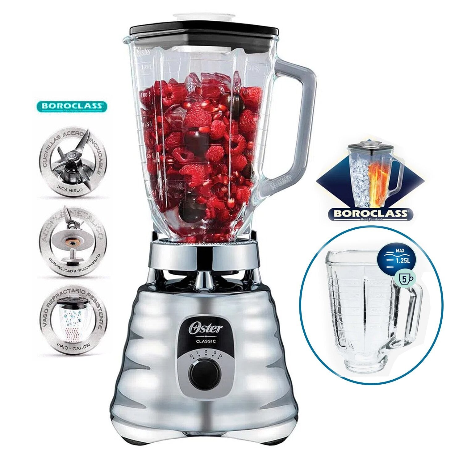 LICUADORA OSTER BLST4655 CLASICA CROMADA CON PERILLA ERGONOMICA - 1