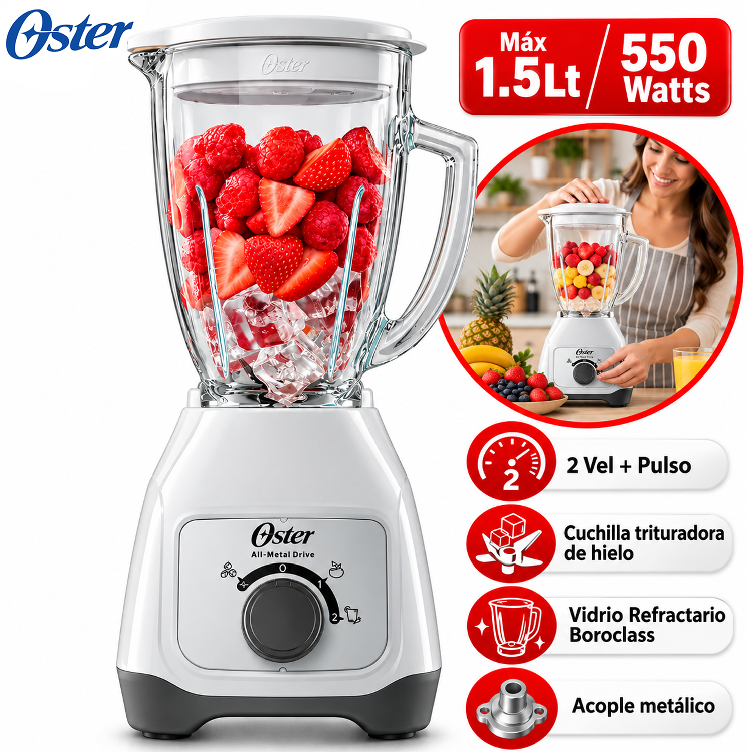 LICUADORA OSTER BLSTKAGWRD 1.5 LT PERILLA - 1