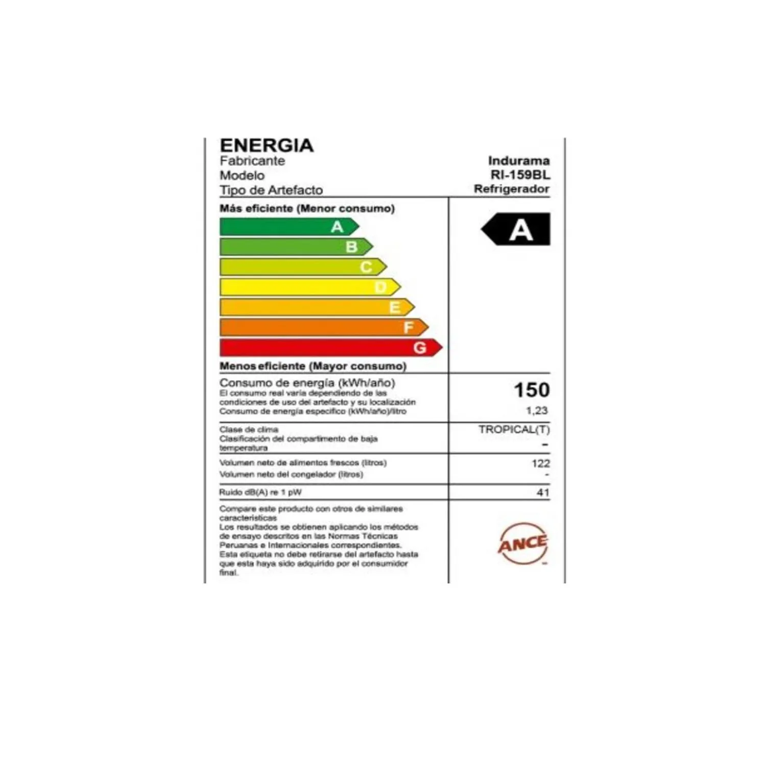 FRIGOBAR INDURAMA RI-159BL 122L BLANCO - 5