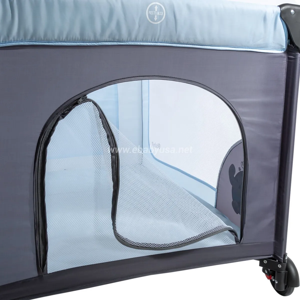 CUNA CORRAL EBABY EB727-2 METAL VERDE HAPPY DREAM - 4