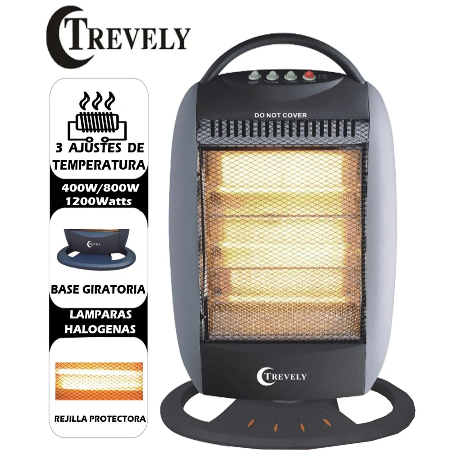 CALENTADOR ELÉCTRICO TREVELY HALÓGENO 1200W TCH-020 - 1