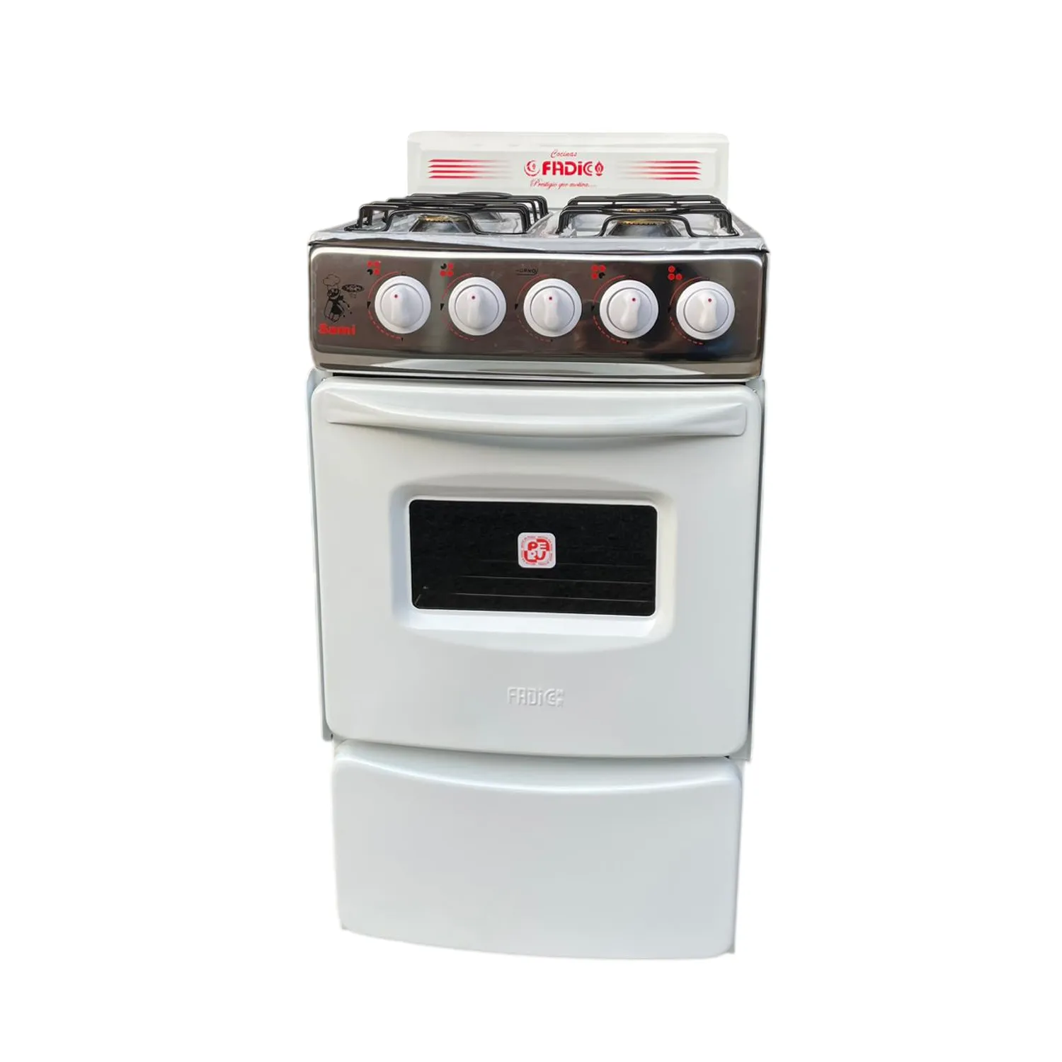 COCINA FADICC 4H FADIC CON RESPALDAR Y HORNO 20 SAMI BLANCO + PROTECTOR - 2