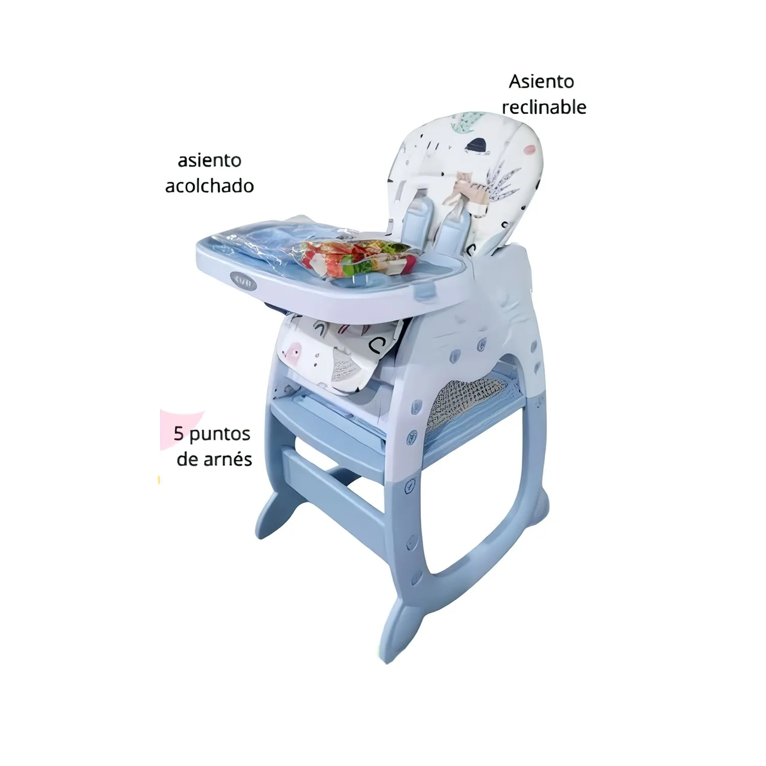 SILLA CARPETA HI BABY GATO 3 EN 1 AZUL CON PLATO Y LEGO - 2