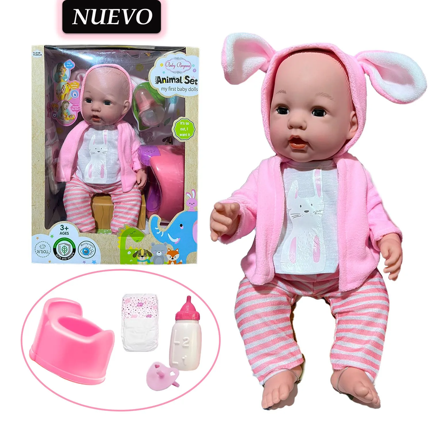 JUGUETE MUÑECA BEBÉ REAL BABY BRYANA CON ACCESORIOS A751I - 1