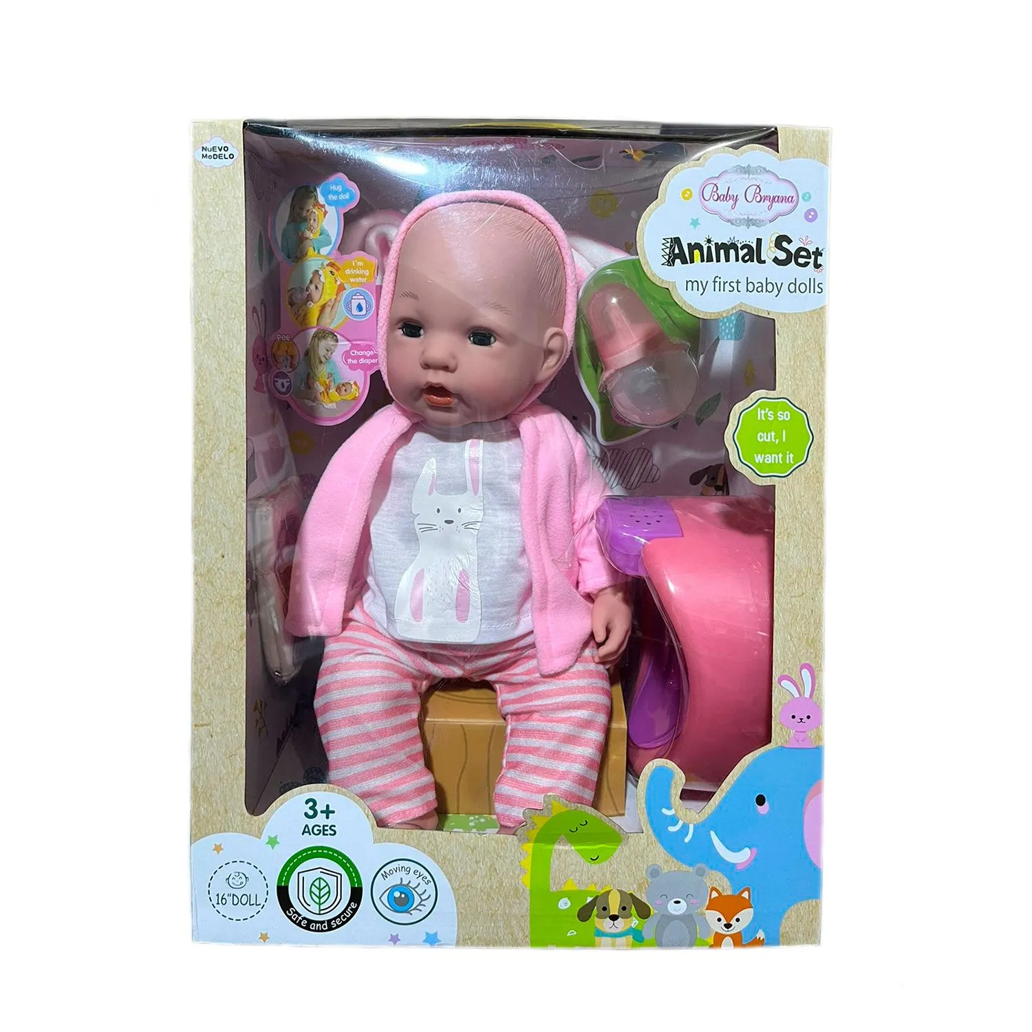 JUGUETE MUÑECA BEBÉ REAL BABY BRYANA CON ACCESORIOS A751I - 3