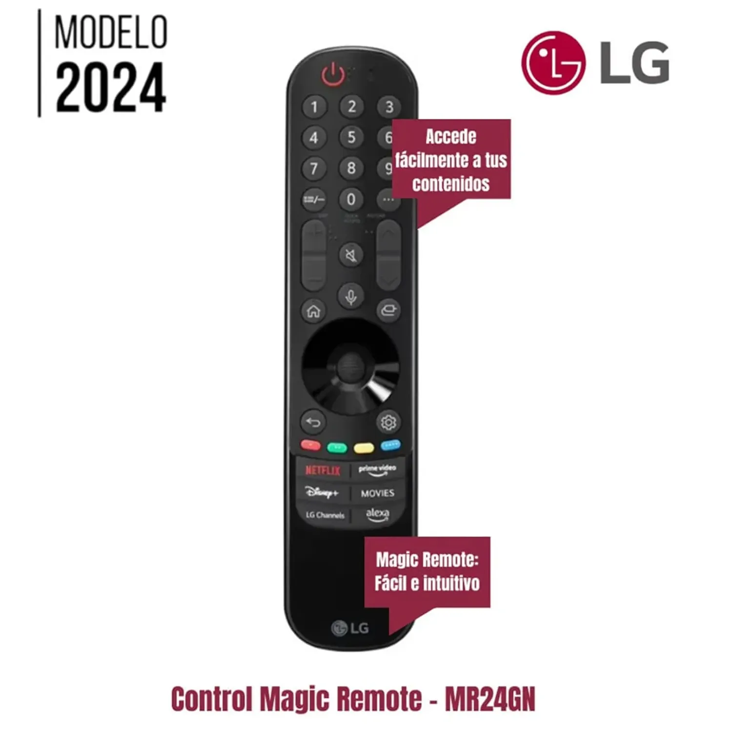 CONTROL MAGIC LG MR24GN CON BOTÓN ALEXA Y LG CHANNELS MODELO 2024 - 1