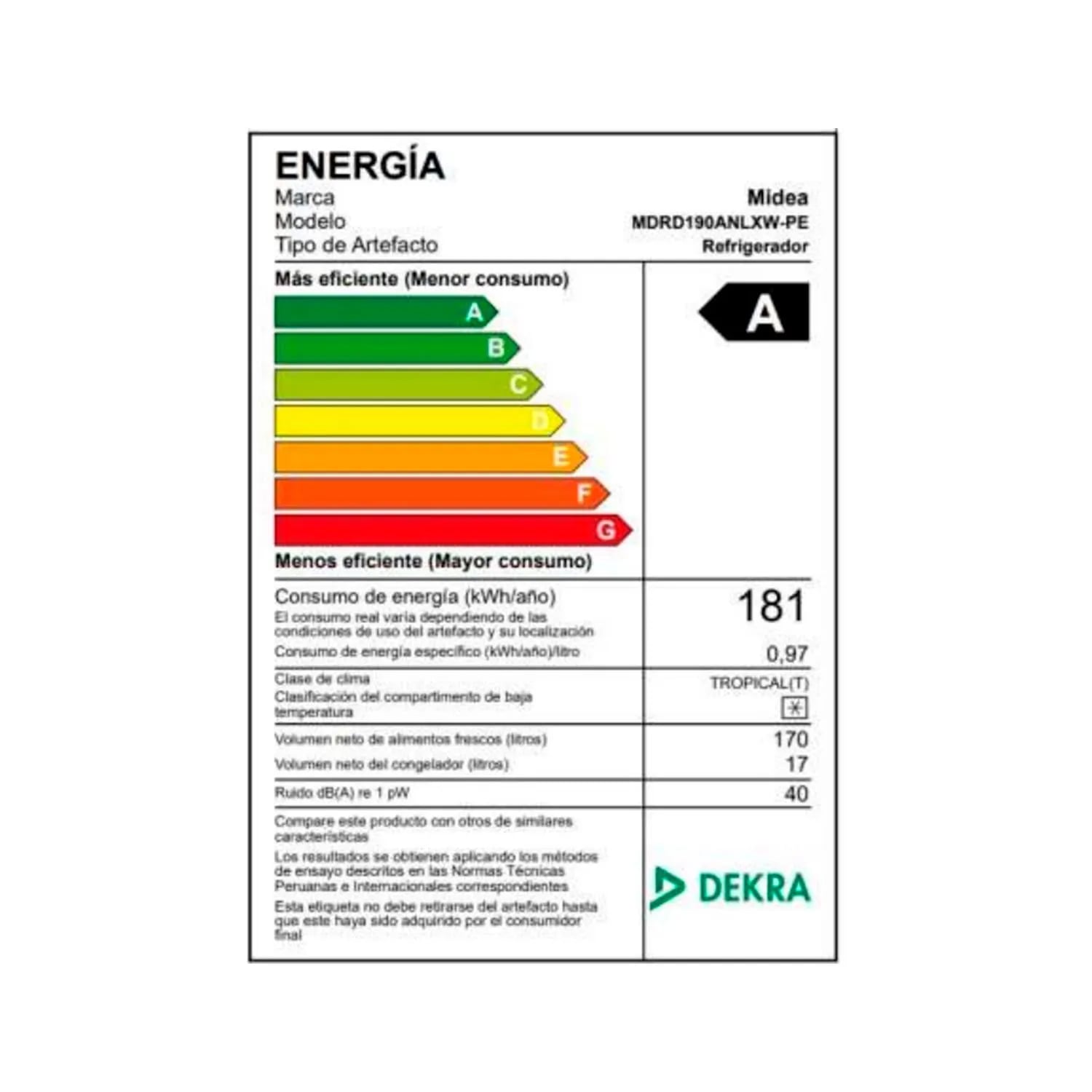 REFRIGERADORA MONOPUERTA MIDEA 187L NEGRA MDRD190ANLXW - 5