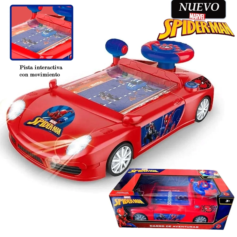 JUGUETE CARRO DE CARRERA CONSOLA SPIDERMAN CON SONIDO SPI-001 - 1