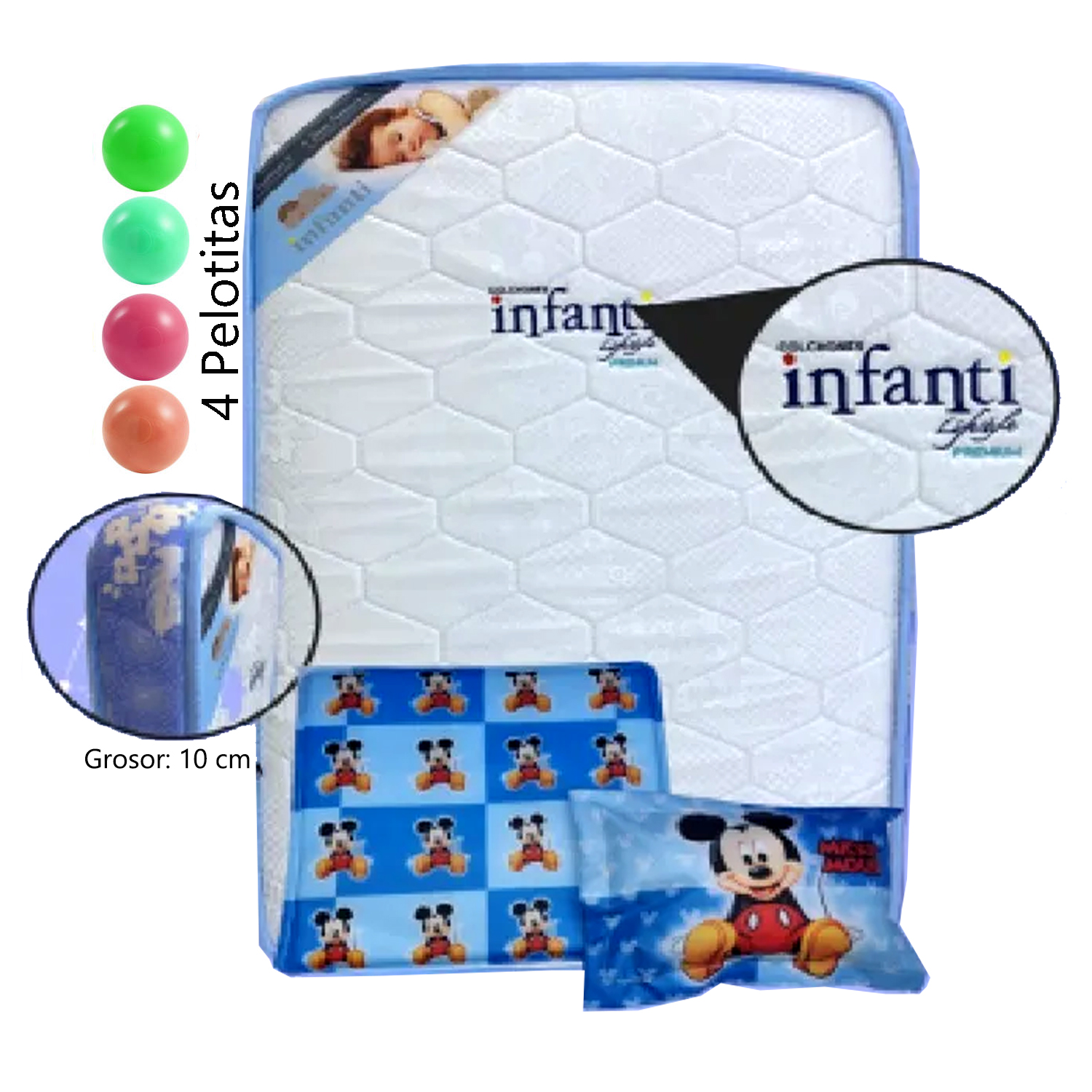 COLCHÓN DE BEBE PARA CUNAS PACK AND PLAY AZUL - 1