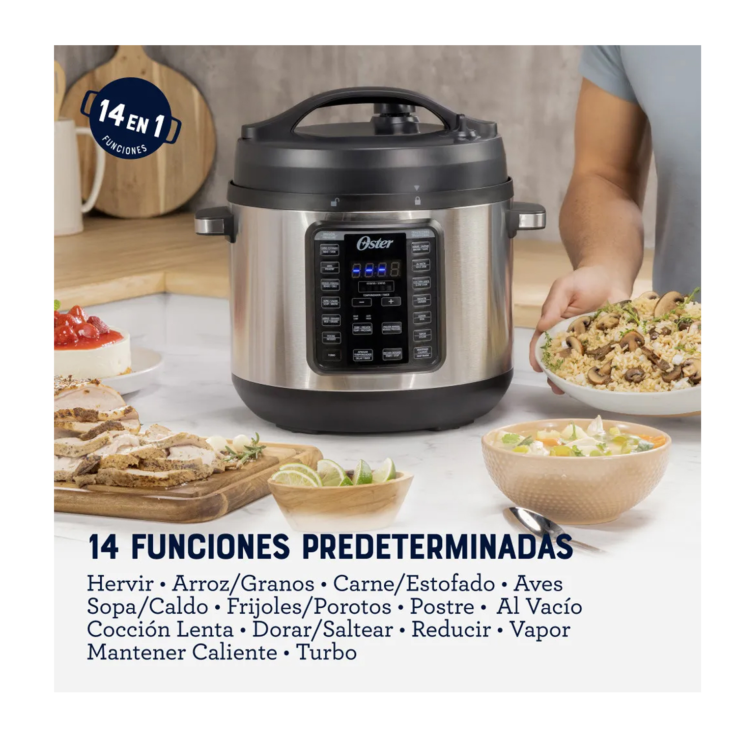 MULTIOLLA TURBO OSTER DIAMONDFORCE 14 FUNCIONES 7.5L CKSTPCECT75DF - 3