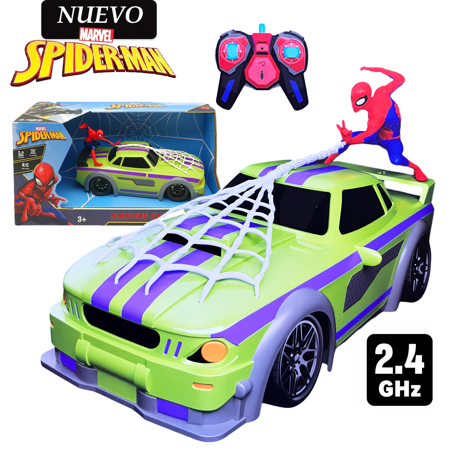 JUGUETE CARRO DE SPIDER-MAN CON FUNCIÓN BALANCEO CON CONTROL MM5588-104-01 - 1
