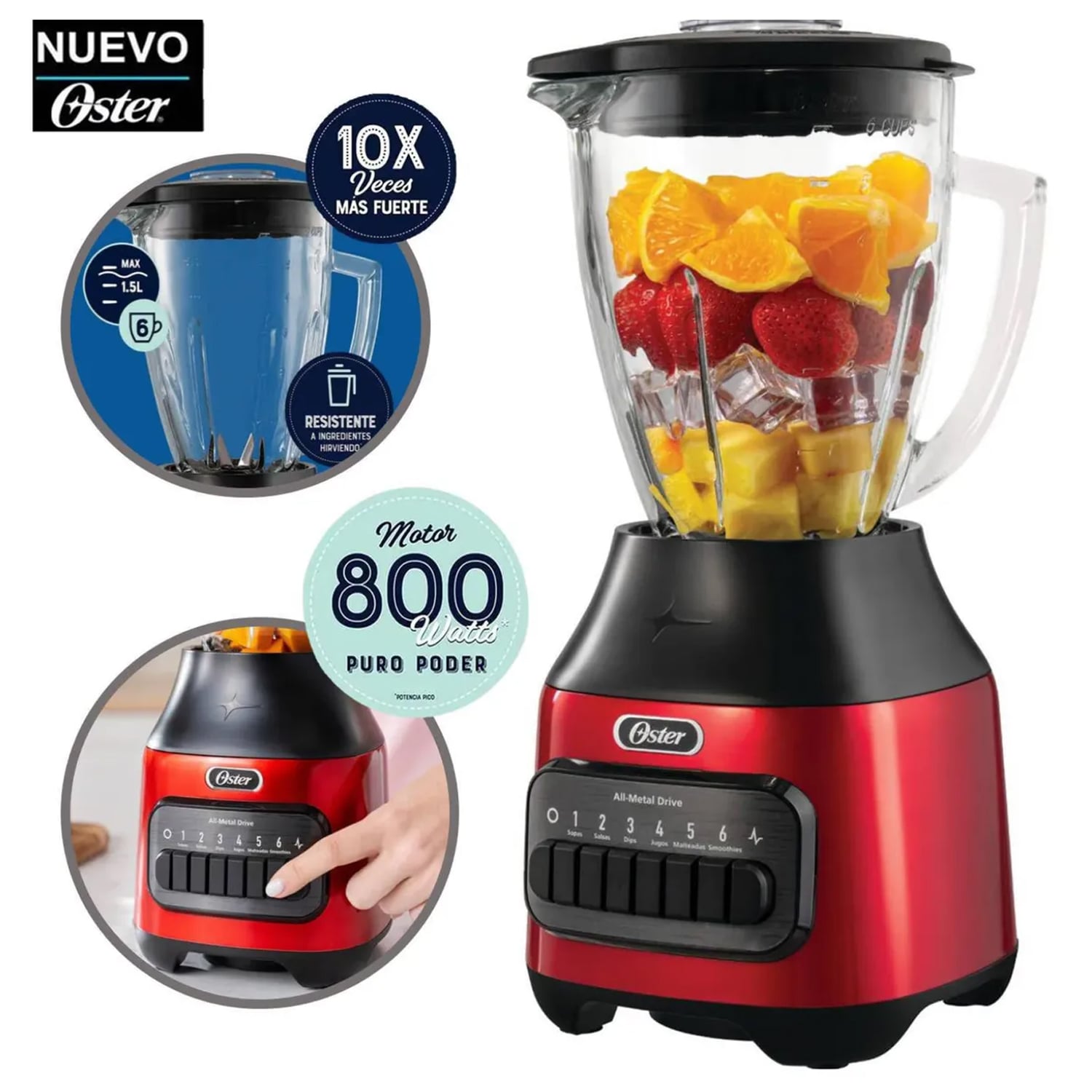 LICUADORA 1.5L DE 6 VELOCIDADADES OSTER BLSTPEG-CPB - 1