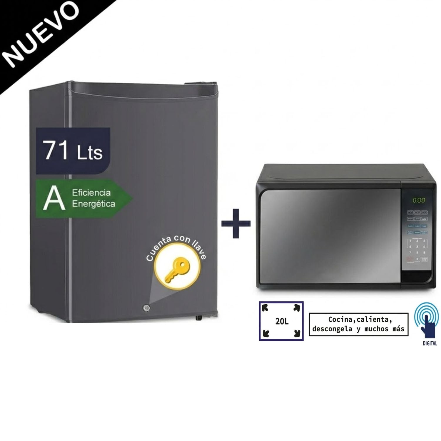 FRIGOBAR MIRAY RM-75X FROST 71L HORNO + MICROONDAS MIRAY HMM-20N 20 L - 1
