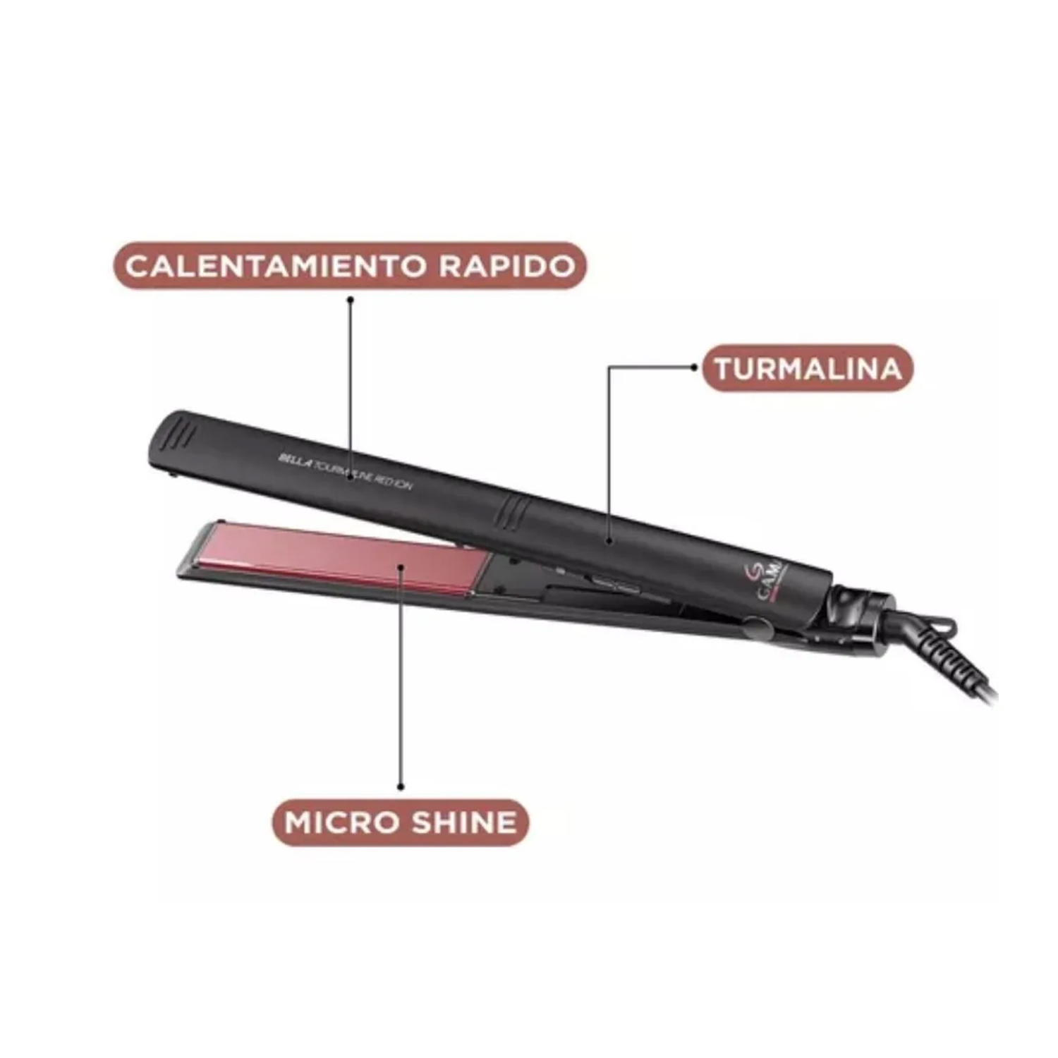 PLANCHA ALISADOR ELEGANCE BELLA TOURMALINE RED ION GAMA BECHS0000002116 - 2