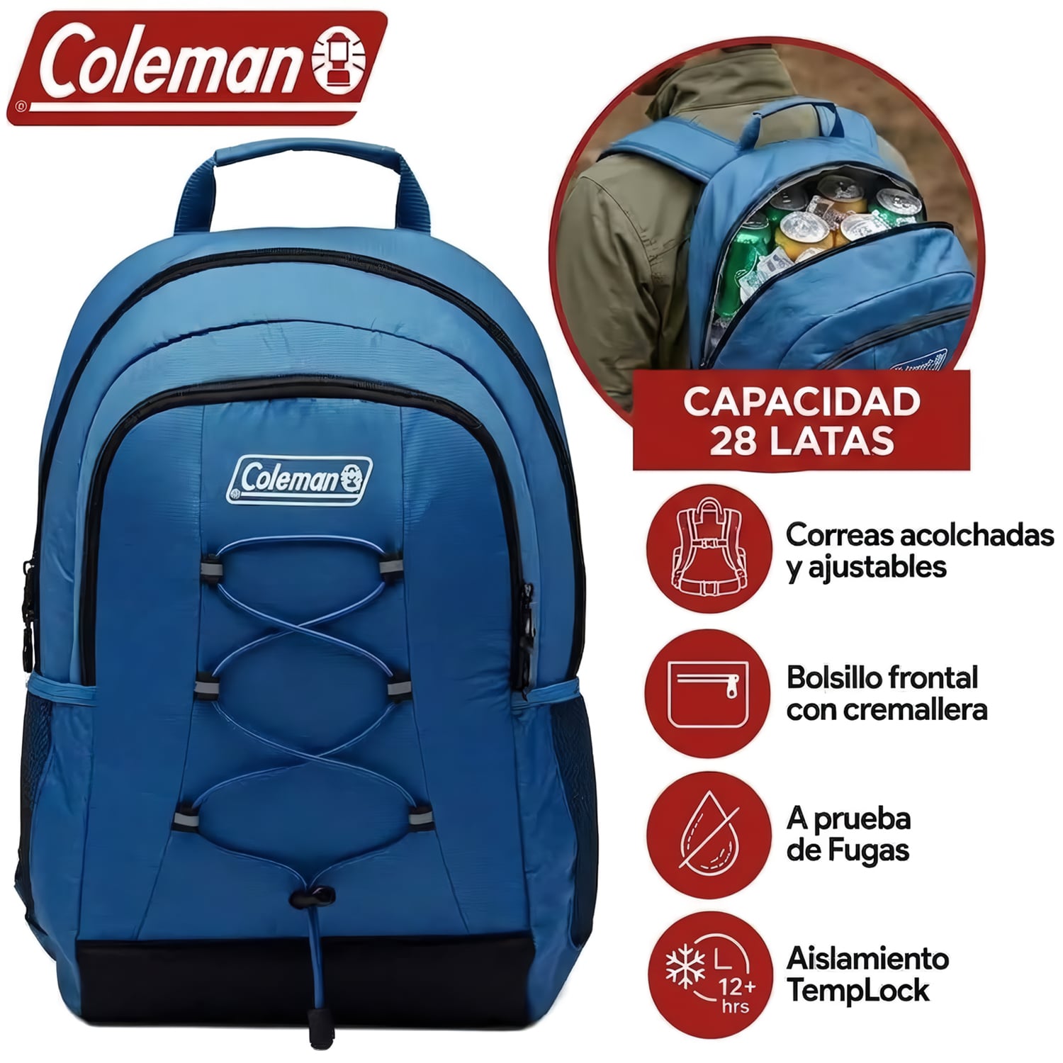 MOCHILA NEVERA PORTÁTIL CHILLER™ DE 28 LATAS CON LATERALES BLANDOS - 1