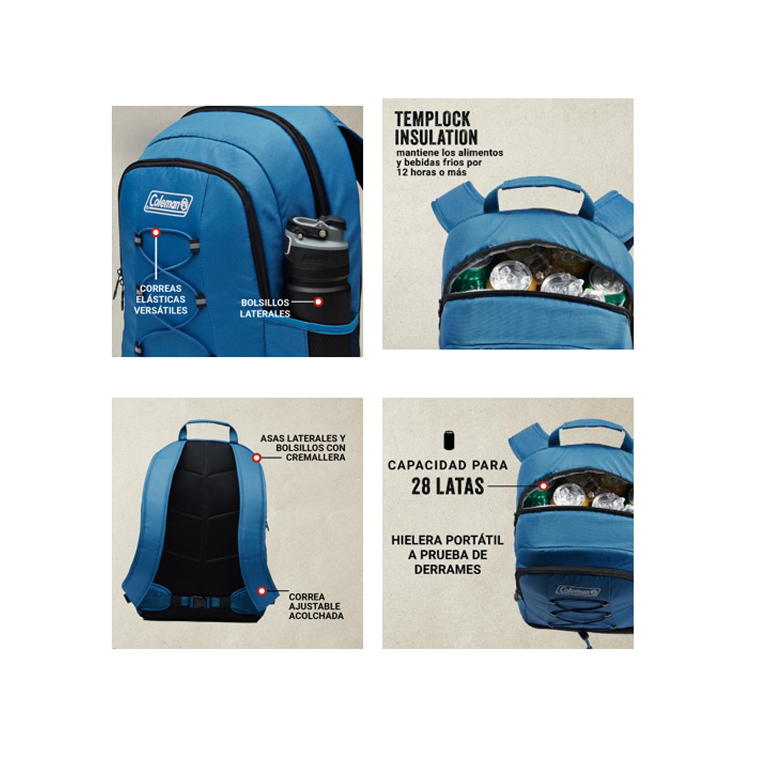 MOCHILA NEVERA PORTÁTIL CHILLER™ DE 28 LATAS CON LATERALES BLANDOS - 8