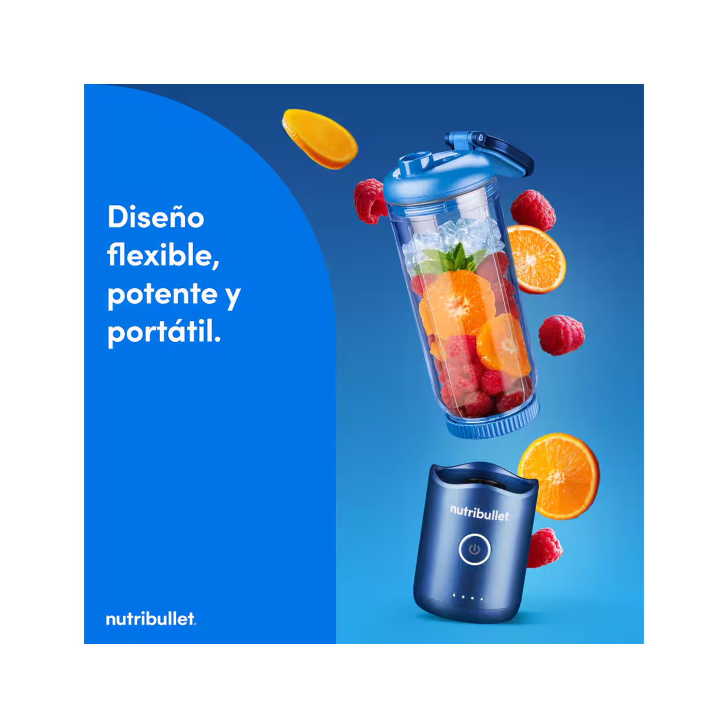 LICUADORA PORTÁTIL NUTRIBULLET FLEX 650 ML PARA SMOOTHIES Y BATIDOS AZUL - 7