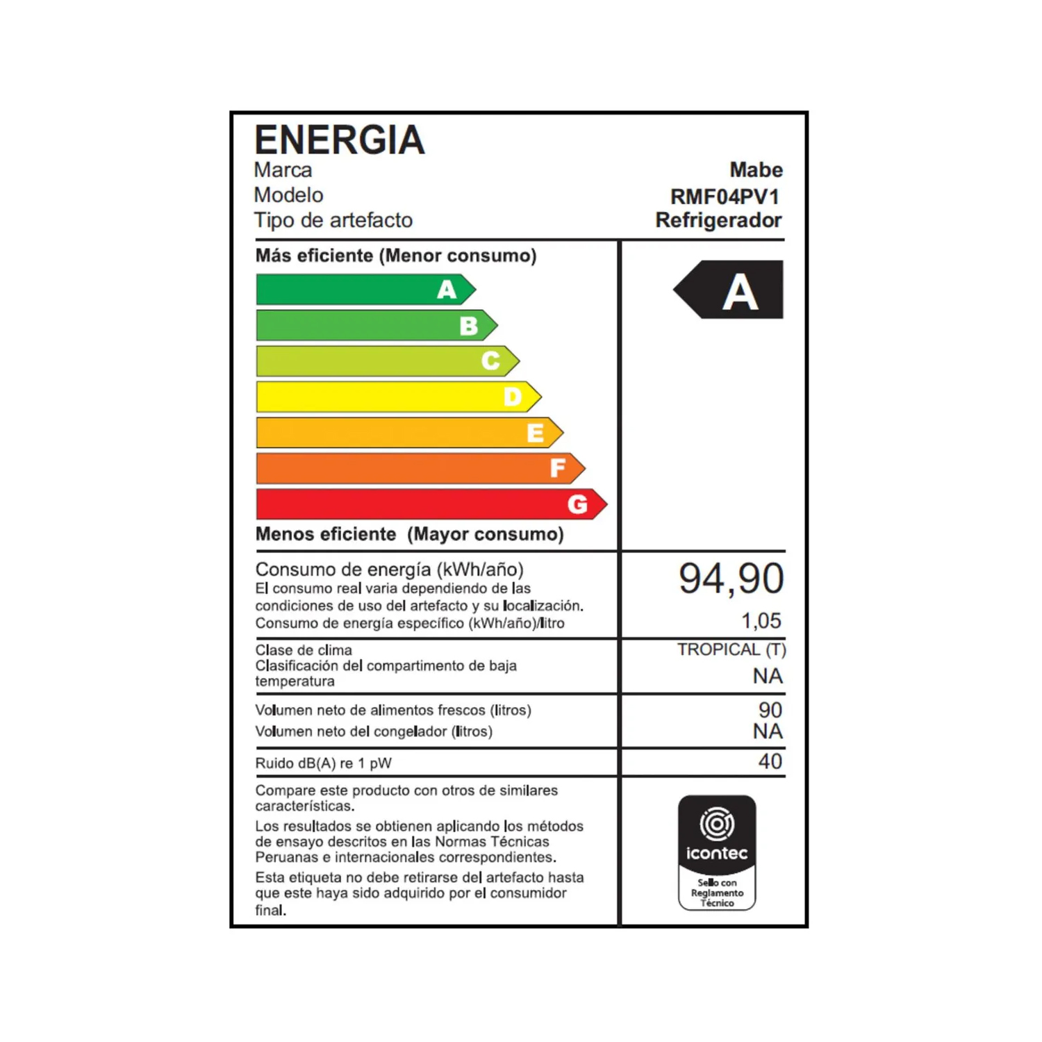 FRIGOBAR DE 90 L NEGRO MABE - RMF04PV1 - 3