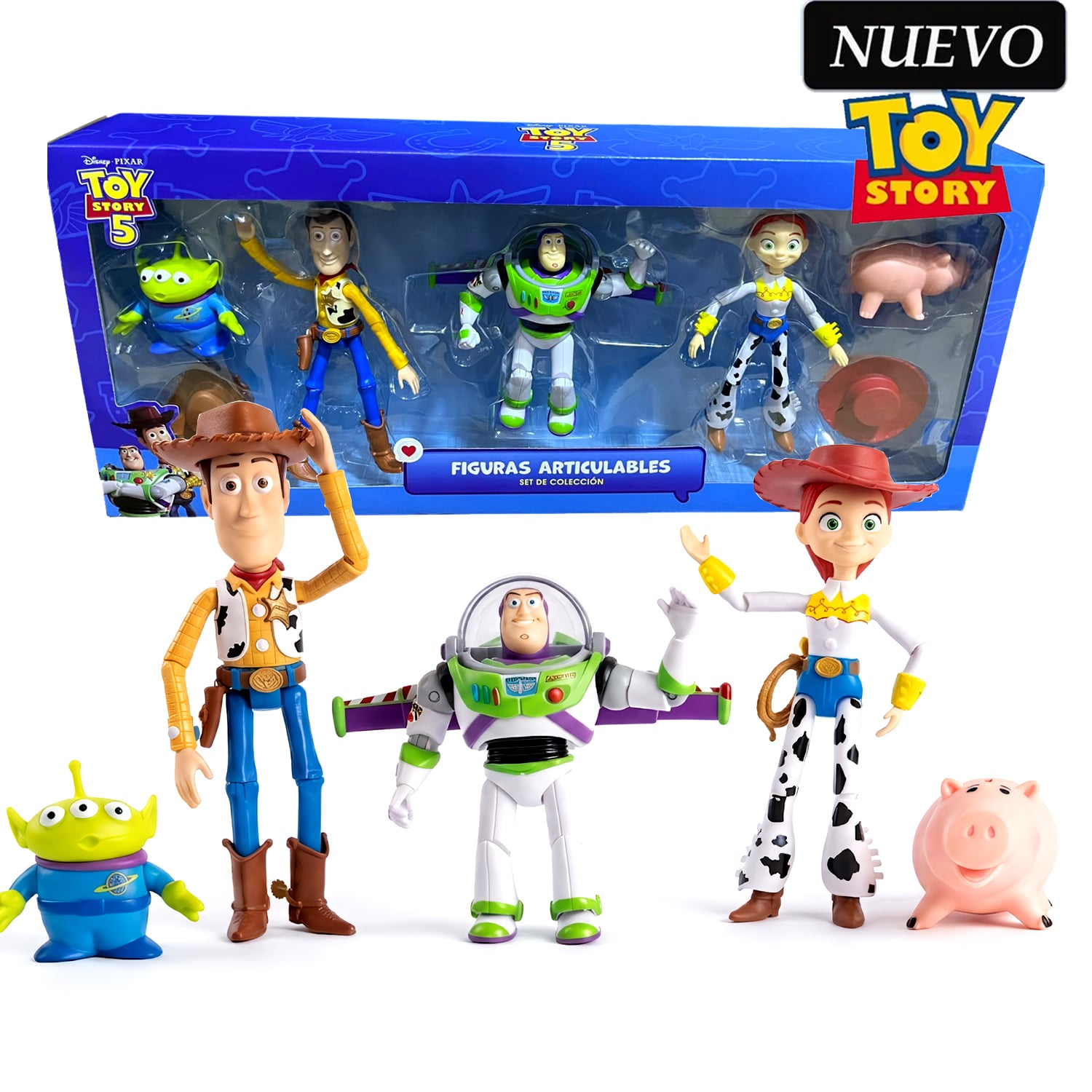 SET DE MUÑECOS DE JEBE TOY STORY 5 ARTICULADOS 5PCS - 1