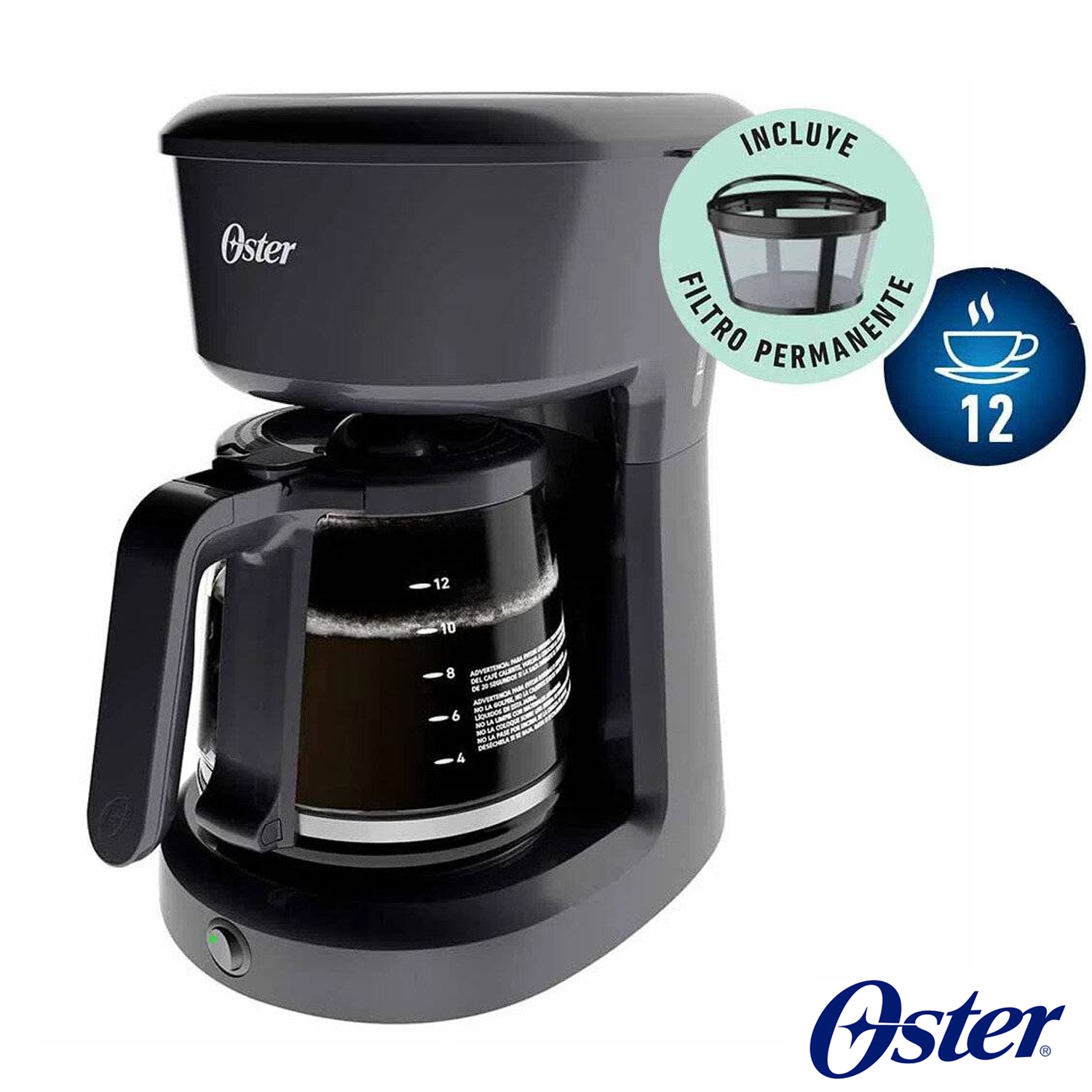 COMBO OSTER CAFETERA 12 TAZAS BVSTDCS12B + SANDWICHERA CKSTSM400 NEGRO - 2