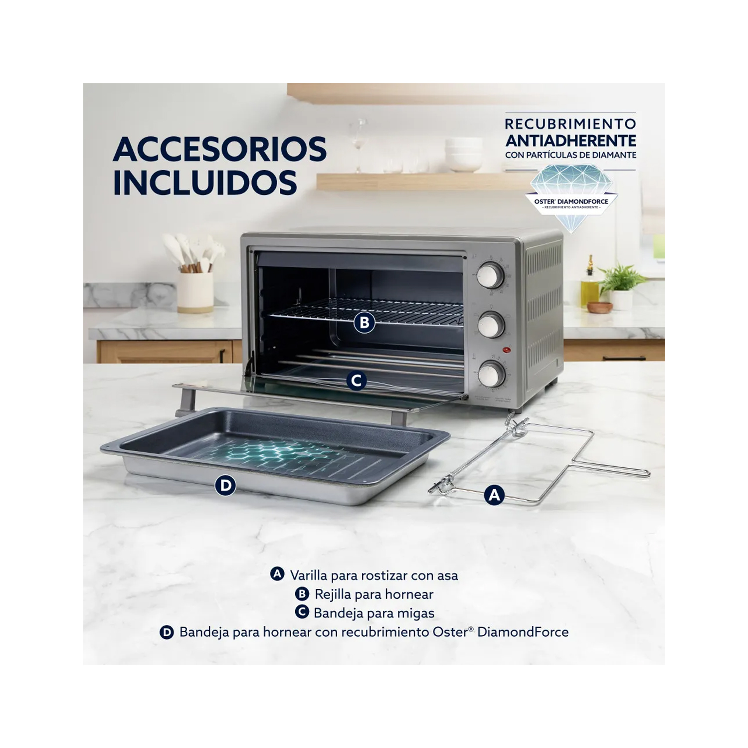 HORNO XL CON ROTISSERIE DE 60 L OSTER GRIS TSSTTV60MNS - 2