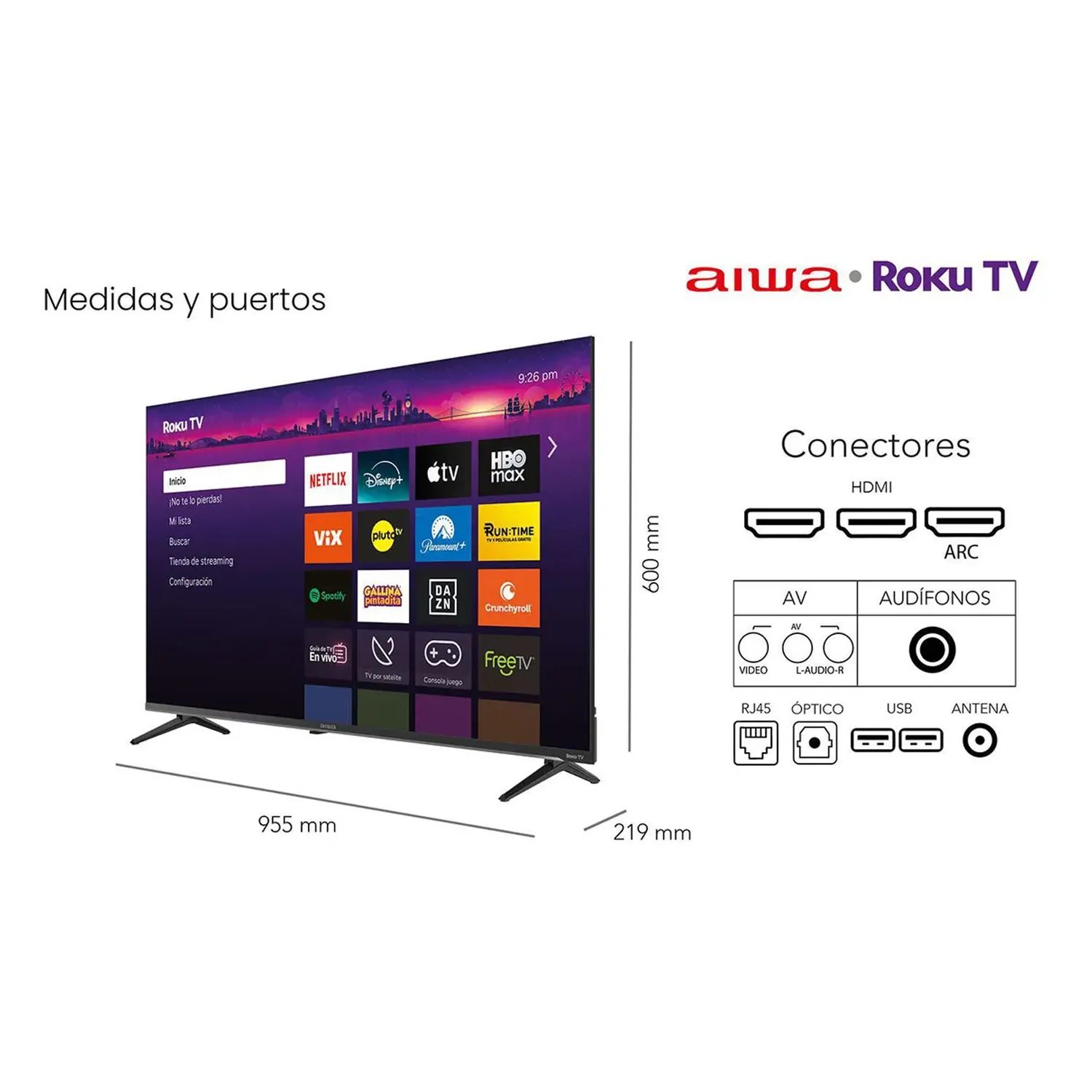 TELEVISOR AIWA SMART TV 43 FHD ROKU AW43B2RK - 3