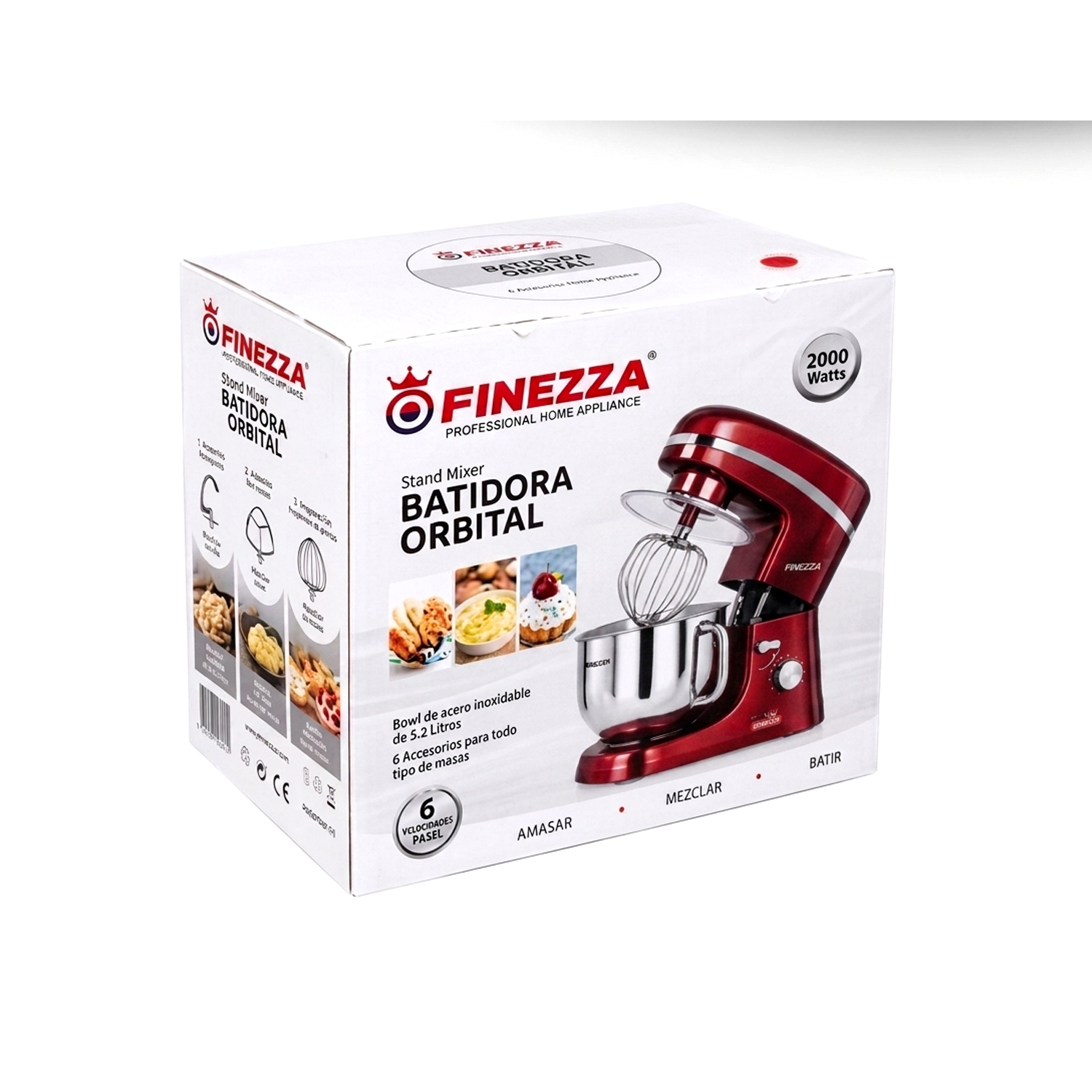 BATIDORA ELÉCTRICA ORBITAL FINEZZA 2000W 5.5L FZ-6818B ROJO - 3