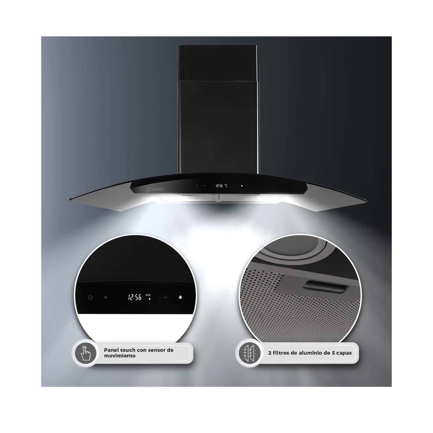 CAMPANA EXTRACTORA MIRAY CEDM-905V 89.5 CM NEGRO - 5