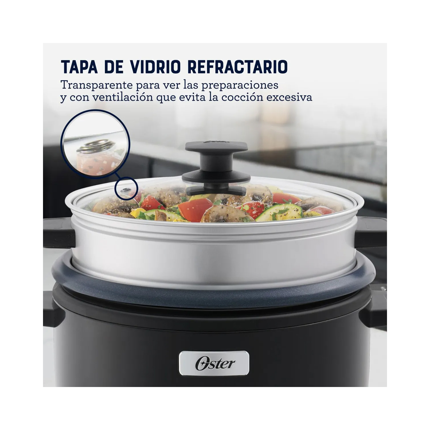 OLLA ARROCERA OSTER 12 TAZAS 3 EN 1 FUNCIÓN DE SOFRITO VAPORERA NEGRO - 6